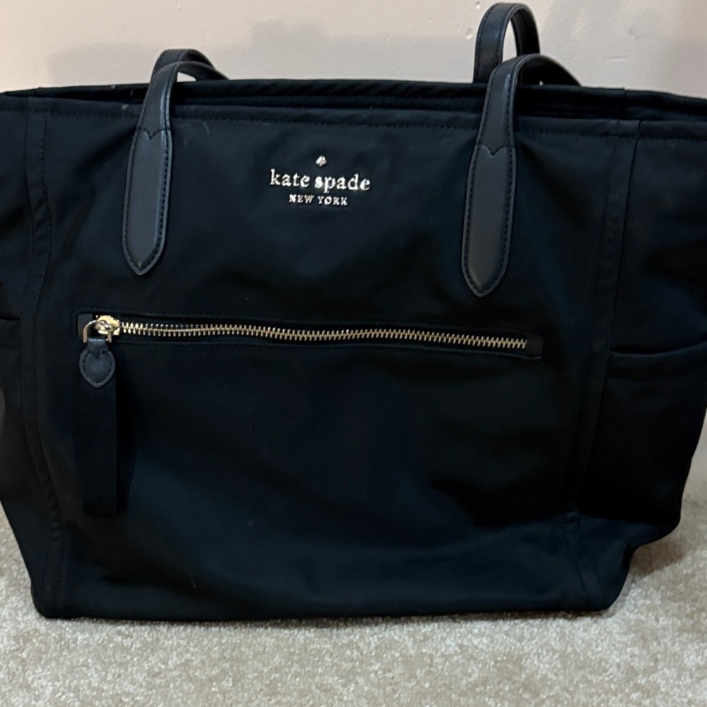 Kate Spade Black Nylon Tote with Zipper Like New